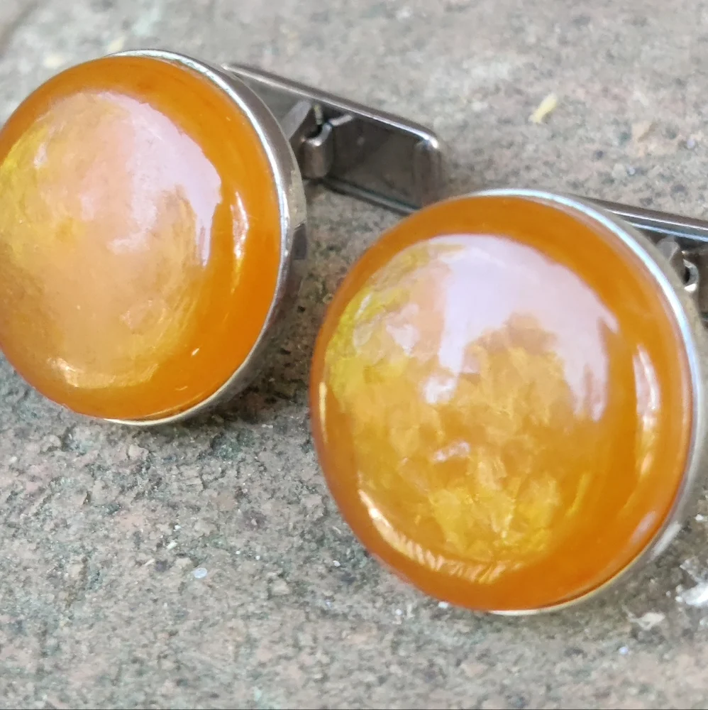 Antique Amber Cuff Links
